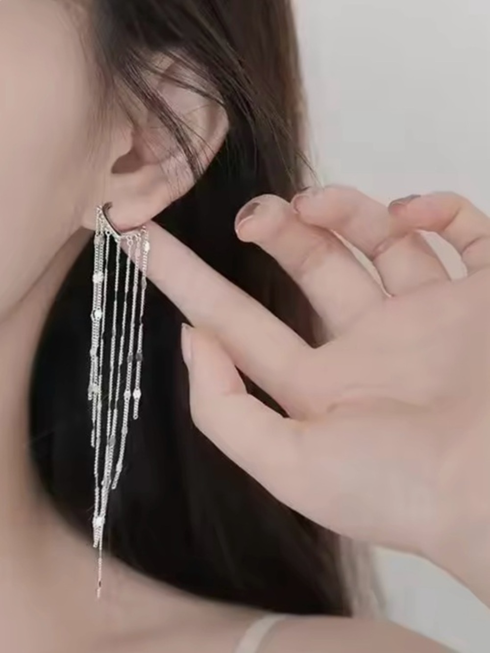 New .926 Huggy Hoop Fringe Earrings
